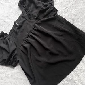 Madewell Seersucker Bubble Sleeve Top Square Neckline Textured Cotton Blouse